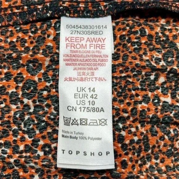 Topshop MIDI Pleated Asymmetrical Skirt Animal Print Leopard Print 10 NWT - Picture 6 of 8